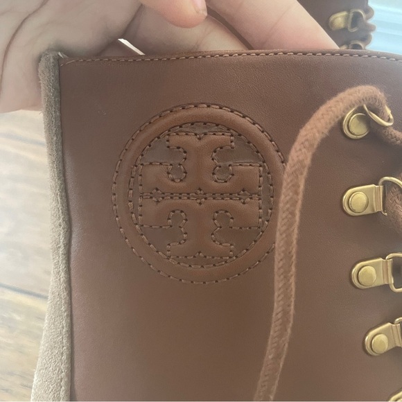 Tory Burch 95 mm Miller Lug Sole Booties boots lace up zipper chunky combat boot - Picture 12 of 16